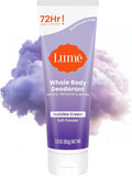 Lume Whole Body Deodorant - Invisible Cream Tube - 72 Hour Odor Control - Aluminum Free. Baking Soda Free. Skin Safe - 3.0 ounce (Soft Powder)