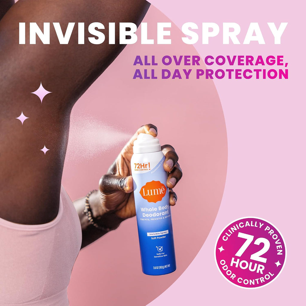 Lume Invisible Body Deodorant Spray – Whole Body Deodorant – 3.6 oz (Fresh Citrus)