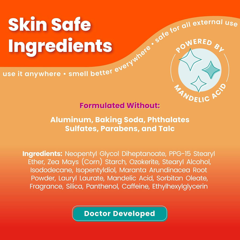 Lume Whole Body Deodorant - Smooth Solid Stick - 72 Hour Odor Control - Aluminum Free. Baking Soda Free and Skin Safe - 2.6 Ounce (Pack of 2) (Clean Tangerine)