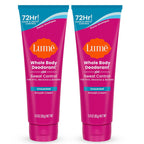 Lume Whole Body Deodorant Plus Sweat Control - Smooth Cream Tube - 72 Hour Odor And Sweat Control - Baking Soda Free. Skin Loving - 3.0 ounce (Pack of 2) (Unscented)