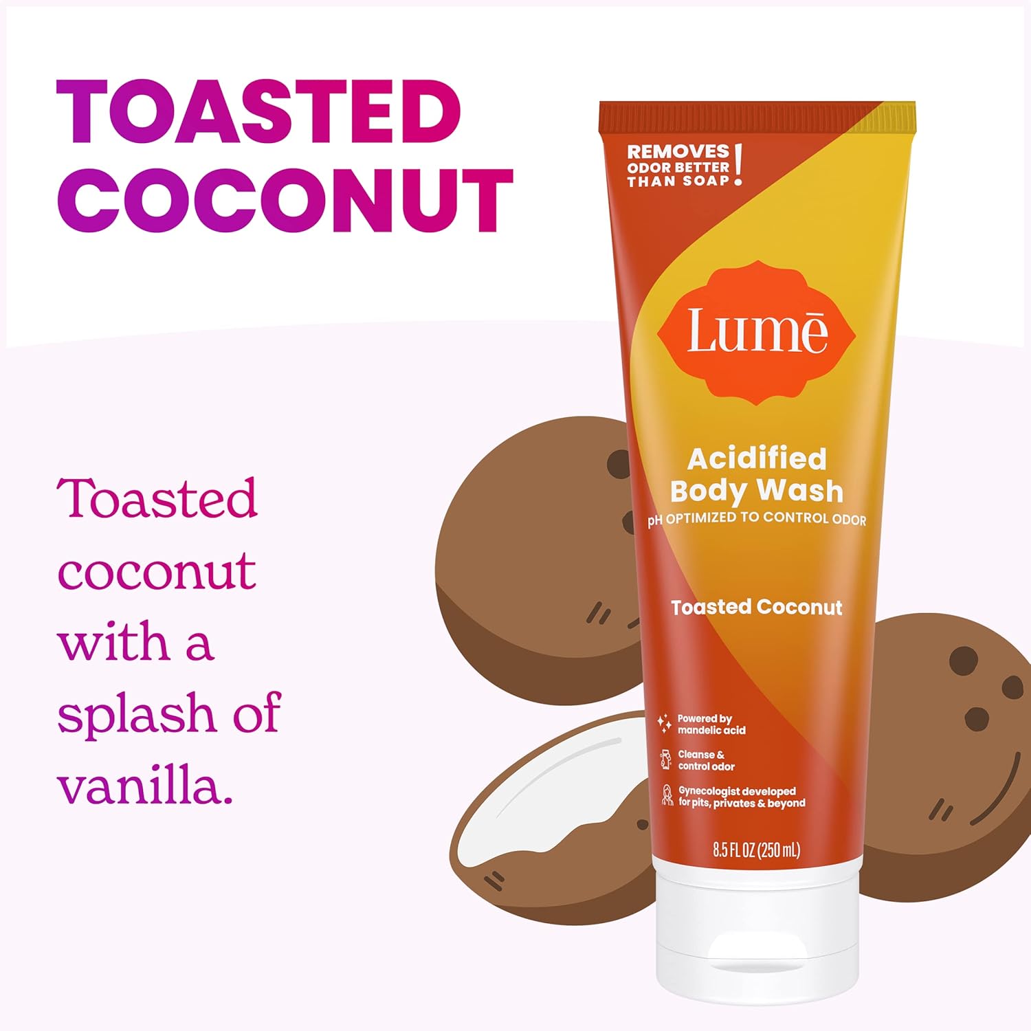 Lume Acidified Body Wash - 24 Hour Odor Control - Removes Odor Better than Soap - Moisturizing Formula