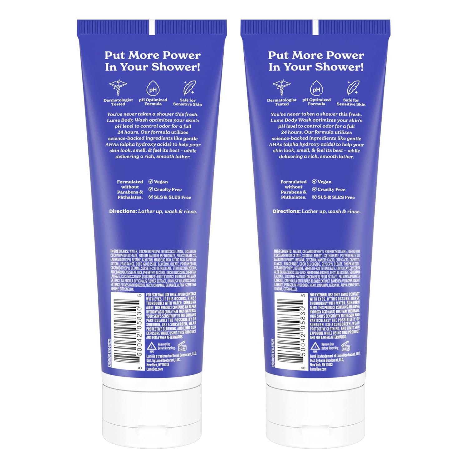 Lume Acidified Body Wash for 24 Hour Odor Control - Removes Odor Better than Soap - Hydrating Formula