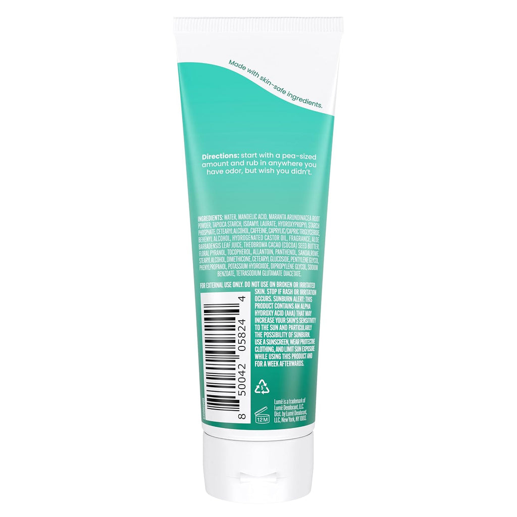 Lume Whole Body Deodorant - Invisible Cream Tube - 72 Hour Odor Control - Aluminum Free. Baking Soda Free. Skin Safe - 3.0 ounce (Minted Cucumber)