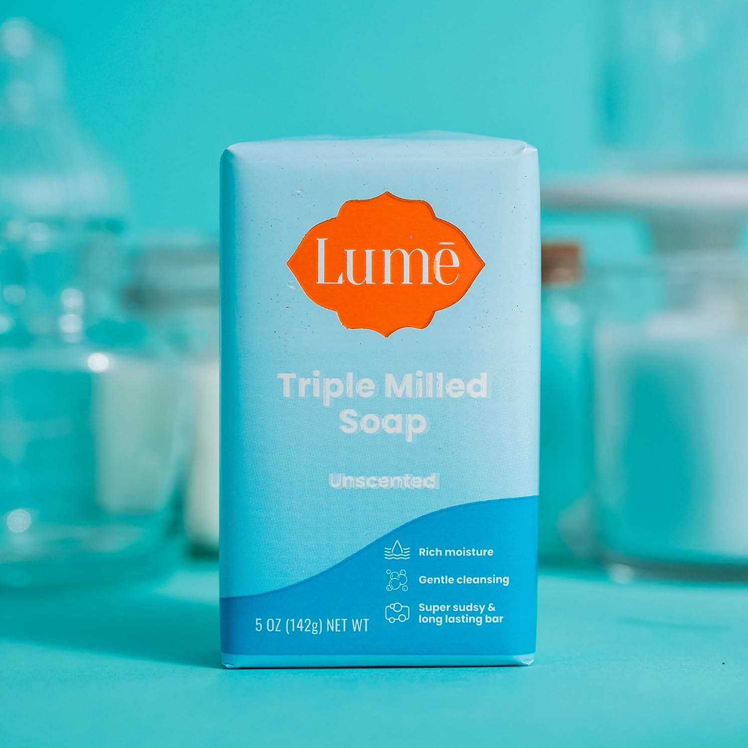 Lume Triple Milled Bar Soap - Rich Moisture & Gentle Cleansing - Formulated Without Parabens or Phthalates. Skin Loving - 5 ounce (Unscented)