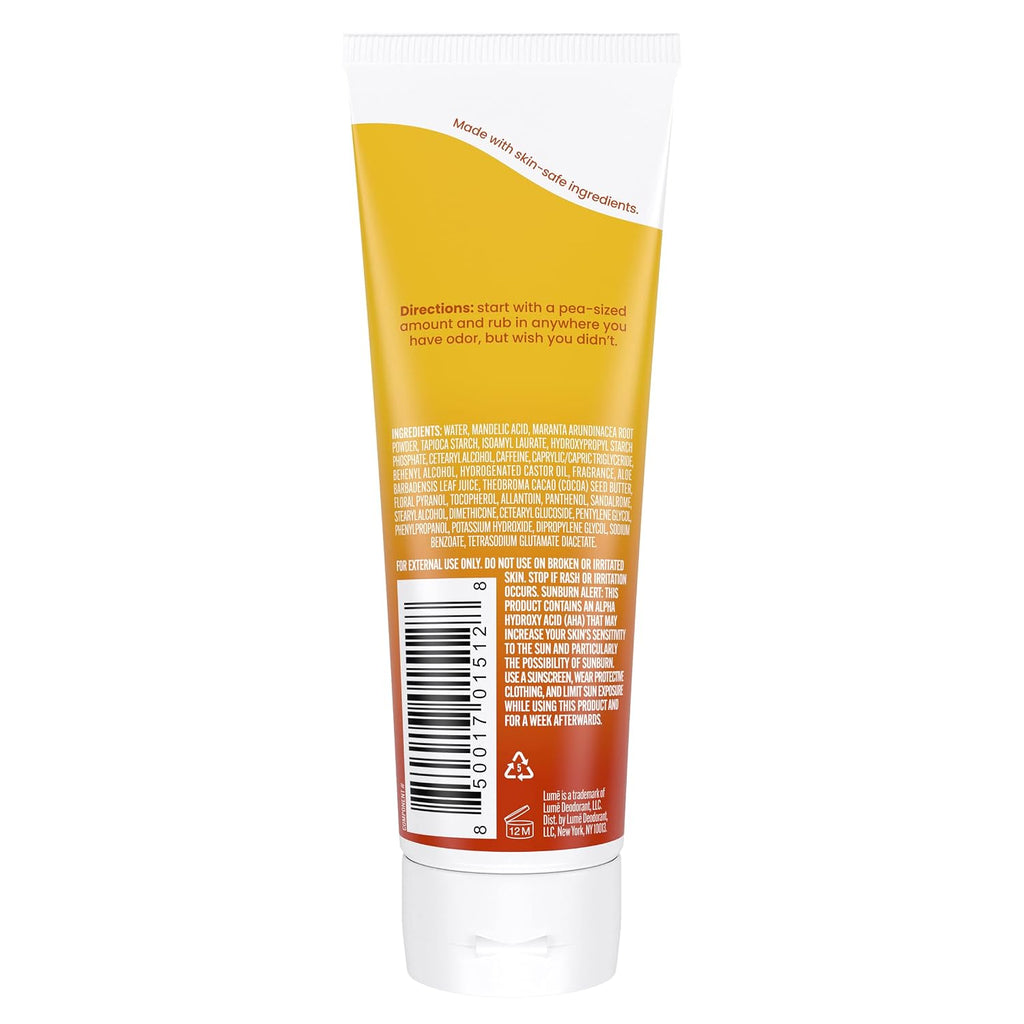 Lume Whole Body Deodorant - Invisible Cream Tube - 72 Hour Odor Control - Aluminum Free. Baking Soda Free. Skin Safe - 3.0 ounce (Toasted Coconut)