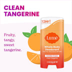 Lume Whole Body Deodorant - Smooth Solid Stick - 72 Hour Odor Control - Aluminum Free. Baking Soda Free and Skin Safe - 2.6 Ounce (Pack of 2) (Clean Tangerine)