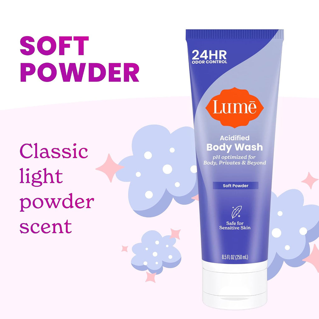 Lume Acidified Body Wash for 24 Hour Odor Control - Removes Odor Better than Soap - Hydrating Formula