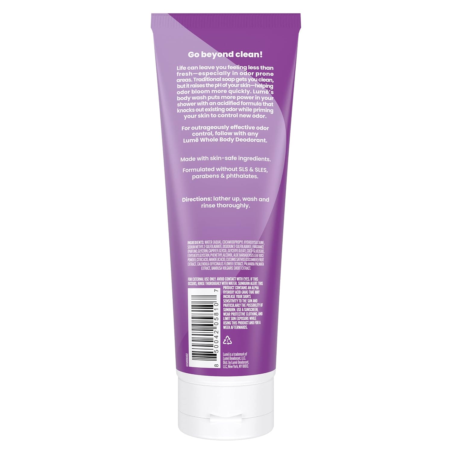 Lume Acidified Body Wash - 24 Hour Odor Control - Removes Odor Better than Soap - Moisturizing Formula