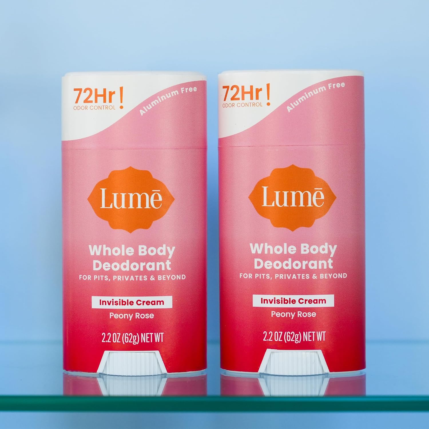 Lume Cream Deodorant – For Underarms & Private Parts, 2.2 oz (2-Pack) (Peony Rose Scent)