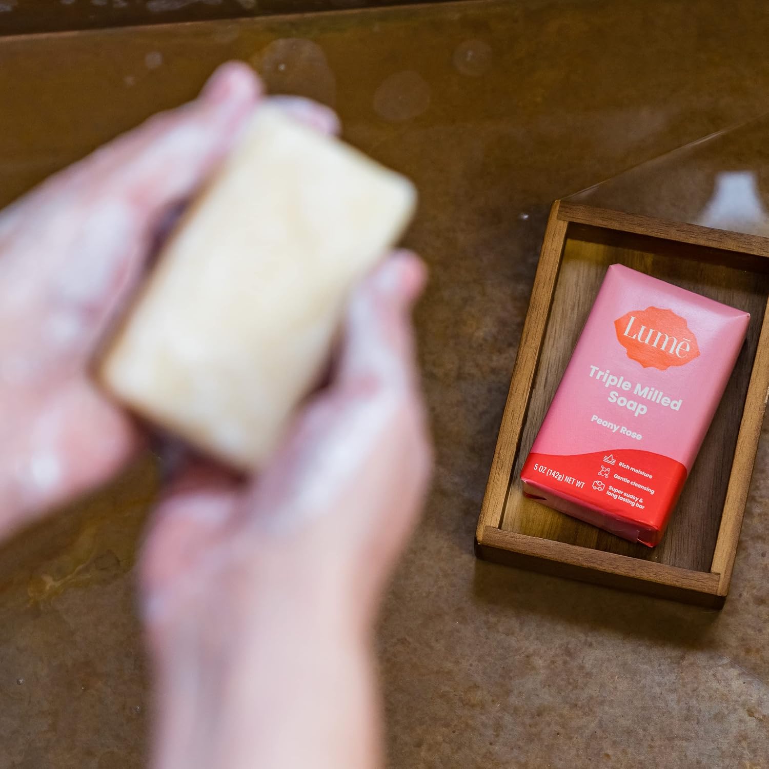 Lume Triple Milled Bar Soap - Rich Moisture & Gentle Cleansing - Paraben Free. Phthalate Free. Skin Safe - 5 ounce (Peony Rose)