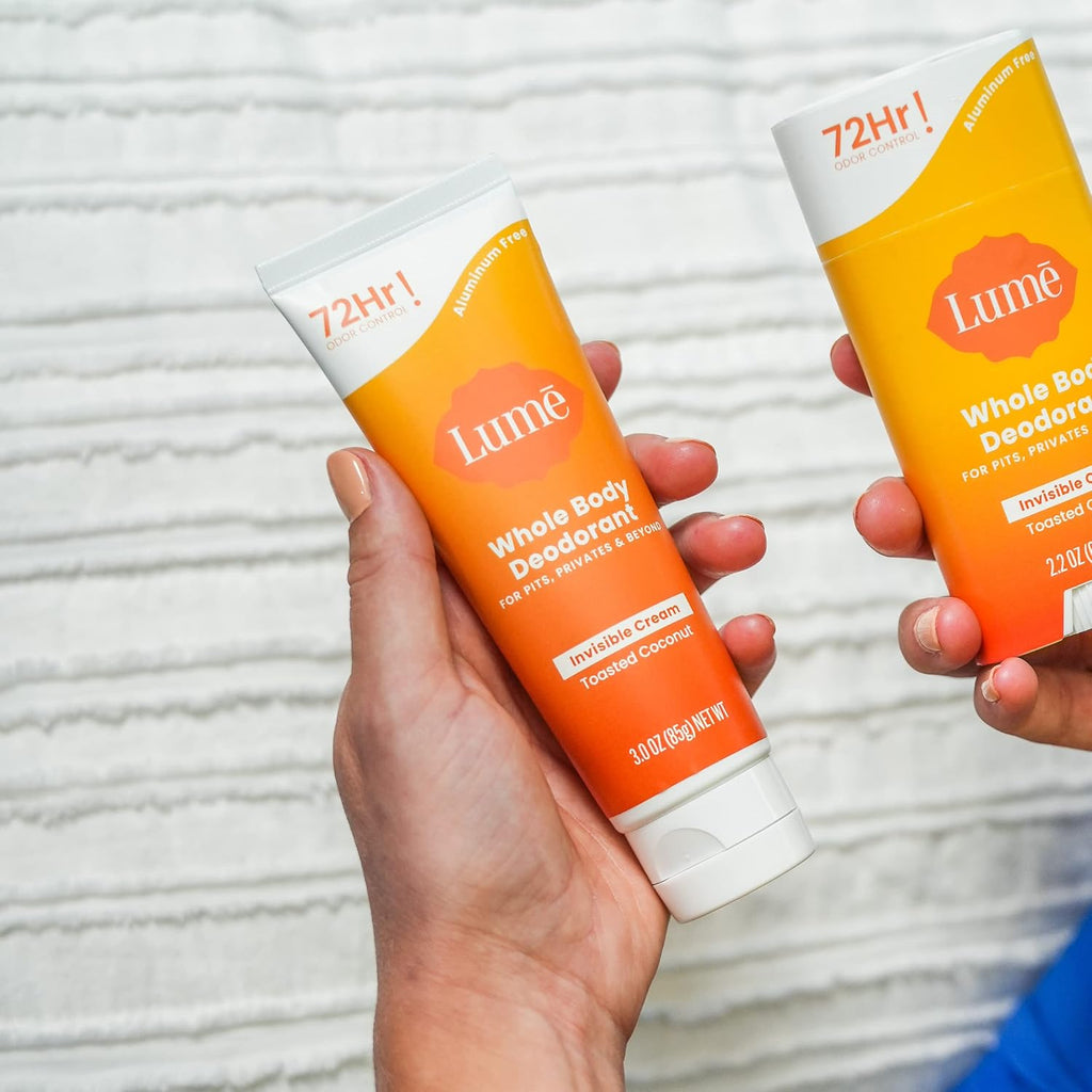 Lume Whole Body Deodorant - Invisible Cream Tube - 72 Hour Odor Control - Aluminum Free. Baking Soda Free. Skin Safe - 3.0 ounce (Toasted Coconut)