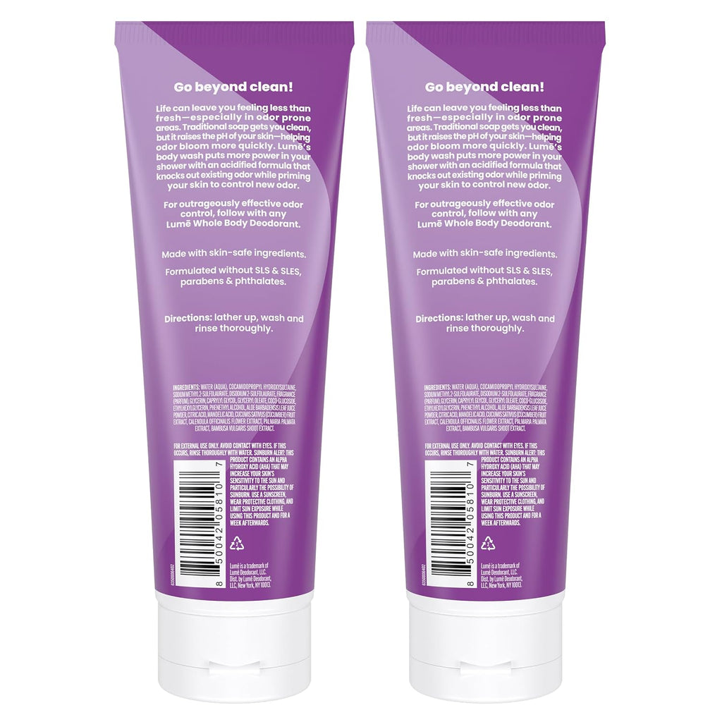 Lume Acidified Body Wash - 24 Hour Odor Control - Removes Odor Better than Soap - Moisturizing Formula