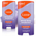 Lume Whole Body Deodorant - Smooth Solid Stick - 72 Hour Odor Control - Aluminum Free. Baking Soda Free and Skin Safe - 2.6 Ounce (Pack of 2) (Soft Powder)