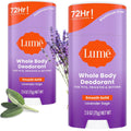 Lume Whole Body Deodorant - Smooth Solid Stick - 72 Hour Odor Control - Aluminum Free. Baking Soda Free and Skin Safe - 2.6 Ounce (Pack of 2) (Lavender Sage)