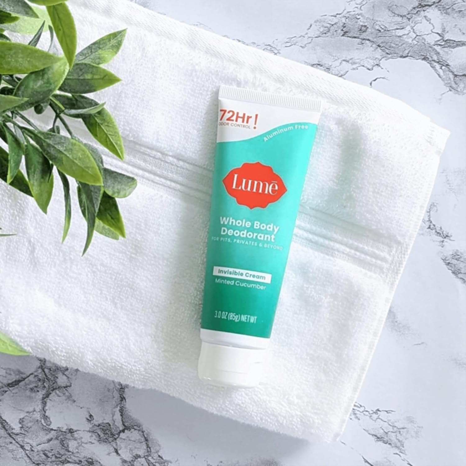 Lume Whole Body Deodorant - Invisible Cream Tube - 72 Hour Odor Control - Aluminum Free. Baking Soda Free. Skin Safe - 3.0 ounce (Minted Cucumber)