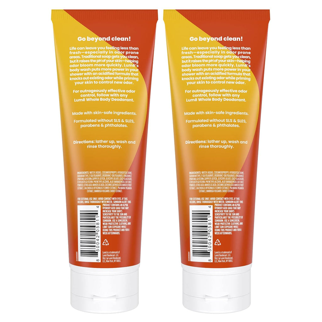 Lume Acidified Body Wash - 24 Hour Odor Control - Removes Odor Better than Soap - Moisturizing Formula