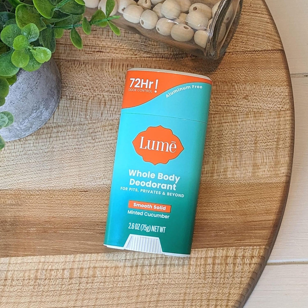Lume Whole Body Deodorant - Smooth Solid Stick - 72 Hour Odor Control - Aluminum Free. Baking Soda Free and Skin Loving - 2.6 Ounce (Pack of 3) (Minted Cucumber)