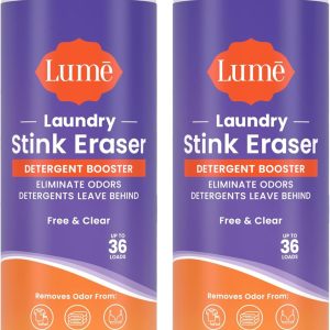 Lume Clothing Odor & Stain Remover ??Laundry Booster & Soak ??Removes Body Odor from Clothes ??Powerful Odor-Eliminating Enzyme Formula Boosts Detergent Performance ??Fragrance-Free & Dye-Free ??8 fl oz (Pack of 2)