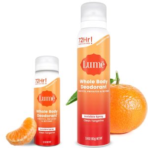 Lume Invisible Whole Body Deodorant Spray Duo (Full-Size & Mini) ??72-Hour Odor Control. 2-Piece Set (3.6 oz & 1.0 oz) ??Fresh Citrus Scent