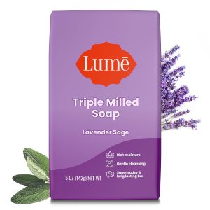 Lume Triple Milled Bar Soap - Rich Moisture & Gentle Cleansing - Paraben Free. Phthalate Free. Skin Safe - 5 ounce (Lavender Sage)