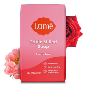 Lume Triple Milled Bar Soap - Rich Moisture & Gentle Cleansing - Paraben Free. Phthalate Free. Skin Safe - 5 ounce (Peony Rose)